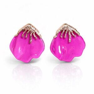 ⚜️ Minimalist Vibrant Pink and Gold Earrings